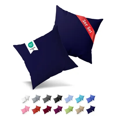 Produktbild von 2er Pack Kissenbezug Kissenhülle 50x50 cm Jersey Uni Baumwolle Marineblau