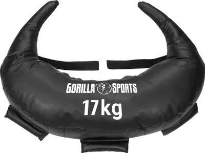 Produktbild von GORILLA SPORTS® Bulgarian Bag - 17kg, 5 Schlaufen, aus Kunstleder, Schwarz - Sandsack, Bulgarische Tasche, Power Bag, Sand Sack, Krafttraining, Fitness