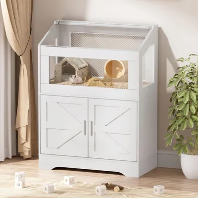 Productafbeelding van Hamsterkooi - Knaagdierkooi - Dierenkooi - Knaagdierverblijf - Houten Kooi - Twee Verdiepingen