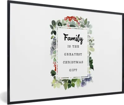 Produktbild von MuchoWow® Gerahmtes Poster Pflanzen - Weihnachten - Zitat - Familie 90x60 cm - Poster mit Schwarzem Bilderrahmen Wandposter Rahmen Foto Bilder - Fotorahmen - Foto-Plakat