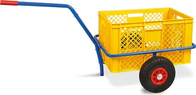 Produktbild von Handwagen mit Kunststoffkorb 600 x 400 x 320 mm / 63 Liter, gelb, Tragkraft 200 kg, pannensichere Reifen