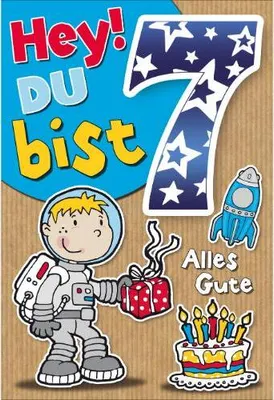 Produktbild von 7. Geburtstag Glückwunschkarte im Format 11,5 x 17 cm mit Briefumschlag