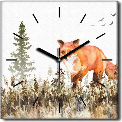 Produktbild von Coloray Uhr auf Leinwand 30x30 cm Wand Uhr Dekoration Wohnzimmer Segeltuch schwarze Hände -Landschaft einer Wiese