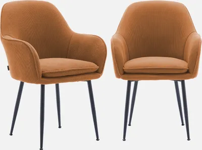 Produktbild von sweeek - 2er-Set Cord-Sessel mit mattschwarzen Metallbeinen - Camel
