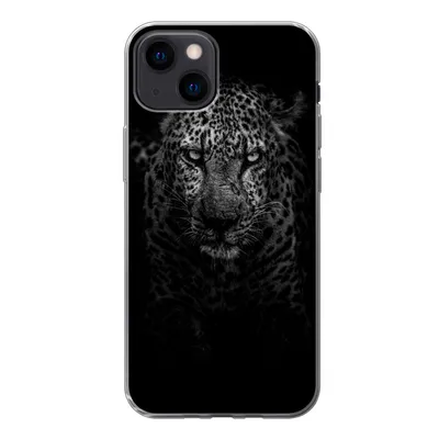 Produktbild von MuchoWow® Handyhülle Schutzhülle Hülle für iPhone 13 mini Leopard - Schwarz - Weiß Silikon Softcase Handy Hülle - Softcase