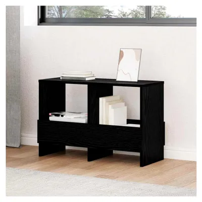 Produktbild von Zeitschriftenhalter in Schwarz mit Eichen-Optik für Sitzbank, 68,5 x 30 x 45 cm, mit Ablage und Sitzfunktion
