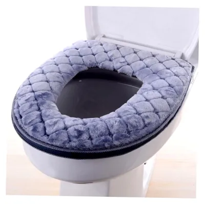 Produktbild von Verdickte Toilettensitzabdeckung Kissen Pads, WC-Sitzbezug, weiche WC-Sitzkissen-Wärmer, waschbare Universal-Toiletten-Sitz-Cover-Pads mit Reißverschluss, grau