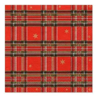 Produktbild von Servietten, 3-lagig 1/4-Falz 25 cm x 25 cm "Tartan"