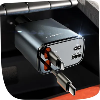 Produktbild von LISEN 84W KFZ Ladegerät USB C Zigarettenanzünder Einziehbar Schnelllader Auto