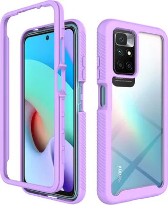Produktbild von Redmi 10 Hülle, Hybrid Transparente Rückseite Robust TPU Bumper Rutschfest Stoßfest Ganzkörper Schutzhülle für Xiaomi Redmi 10 Lila
