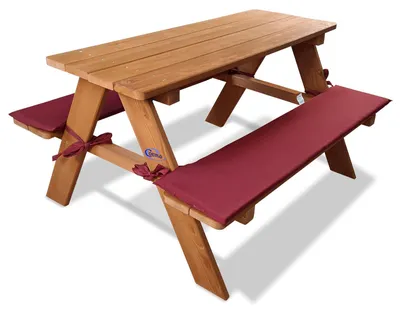 Produktbild von Coemo Kinder-Sitzgruppe Picknicktisch mit Polster Spieltisch Gartentisch Holz