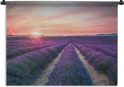 Produktbild von MuchoWow® Wandteppich Wandbehang Lavendel - Lila - Blumen - Himmel 90x67.5 cm Tapisserie Dekoration Wandtuch - Fototeppich - Wand-Skulpturen