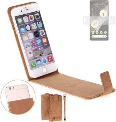 Produktbild von K-S-Trade Handyhülle kompatibel mit Google Pixel 7 Pro Kork Hülle Flipstyle Case Schutzhülle Kork Case Hülle Flip cover Klapphülle Klapp, braun