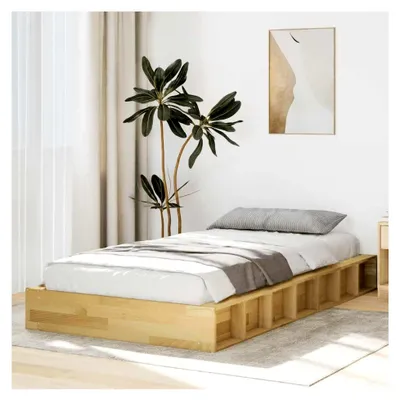 Produktbild von Bettgestell ohne Matratze 75x190 cm aus massivem Eichenholz