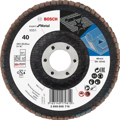 Produktbild von Fächerschleifscheibe X551 Expert for Metal, gewinkelt, 125 mm, 40, Glasgewebe
