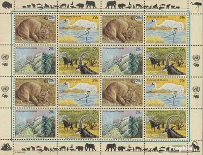 Produktbild von Briefmarken UNO - New York 1993 Mi 644-647Klb Kleinbogen (kompl.Ausg.) gestempelt Gefährdete Tiere