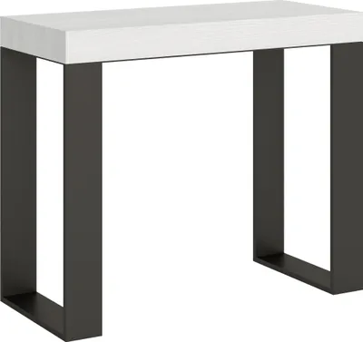 Zdjęcie produktu dla Rozkładany stół konsolowy 90x40/196 cm Tecno Small Premium Biały Jesion Stelaż Antracyt
