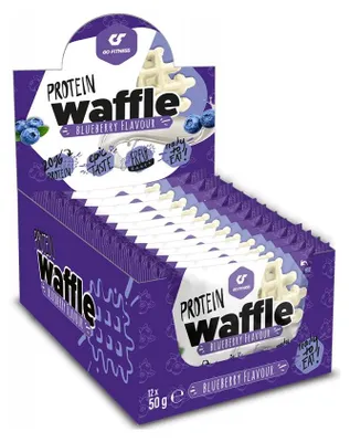 Produktbild von Go Fitness Protein Waffle (12x50g) White Chocolate Blueberry - Funktionelle Lebensmittel - Eiweiß-Snacks