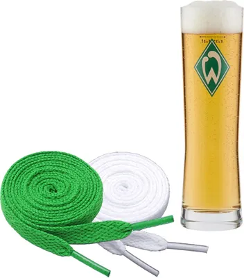 Produktbild von SV Werder Bremen Bierglas "Raute" + 2 Paar Fan-Schnürsenkel 1# 19#