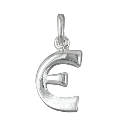 Produktbild von Anhänger 15x8mm Buchstabe E teilmattiert glänzend Silber 925 silber 15x8mm