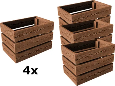 Produktbild von Lermowood Holzkisten 4x Box0422 25 x 40 x 28cm Eiche | Dekokisten aus Holz Massive Holzkiste Regalkiste Weinkiste