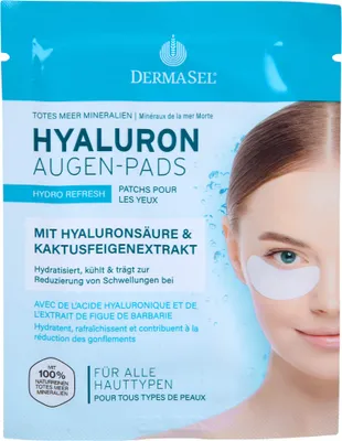Produktbild von DERMASEL Totes Meer Hyaluron Augen-Pads hydratisiert, kühlt und trägt zur Reduzierung von Schwellungen bei, 1 St. Masken
