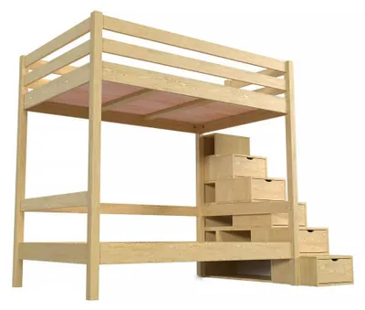 Immagine prodotto di Letto a castello 4 persone 120x200 in legno con ripiano a scala Sylvia - miele