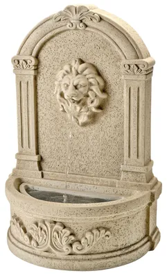 Produktbild von Brunnen mit Löwenkopf - Wand- und Standbrunnen - GRC Beton - H: 54cm - Außen - natur