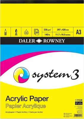 Immagine prodotto di Daler Rowney Carta acrilica System3 Skicář 20 A3 230 g