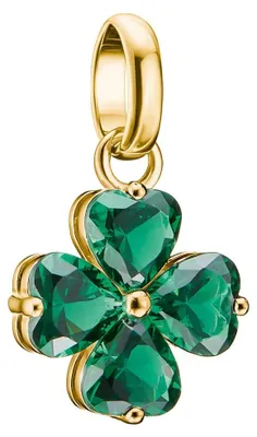 Thomas Sabo CC1326-M01-6 Charm-Anhänger Kleeblatt Goldfarben Grüne Steine 1
