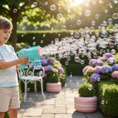 Produktbild von Automatische Seifenblasenpistole für Kinder – auslaufsicheres 360°-Design, leichter und ergonomischer Griff, ideal für Outdoor-Partys