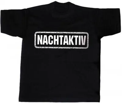 Produktbild von T-Shirt mit Print - Nachtaktiv - 09494 schwarz - Gr. S-XXL Größe - S