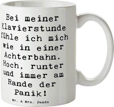 Produktbild von Mr. & Mrs. Panda Tasse Spruch Klavier Achterbahn - Weiß - Geschenk, Kaffeetasse, Lernen, Elfenbeintasten, Musikfreude, Instrument, Musikunterricht, Musik, Musiker, Becher