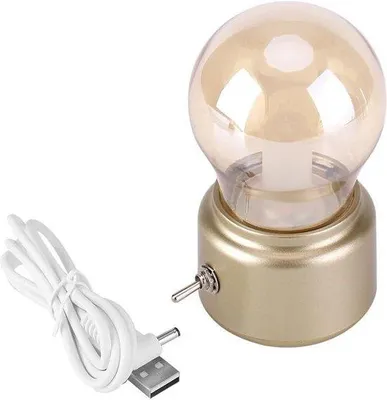 Image de Lampe de nuit LED - Lampe USB rétro moderne - Lampe de table pour chambre à coucher, salle à manger