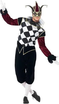 Produktbild von Venezianischer Harlekin - Kostüm für Fasching Halloween Größe: M
