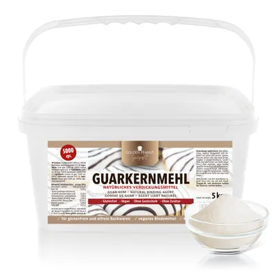 Produktbild von GOLDEN PEANUT Gourmet Guarkernmehl hochviskos 5 kg, glutenfreies Verdickungsmittel, Bindemittel, Backen, Kochen, Eisherstellung
