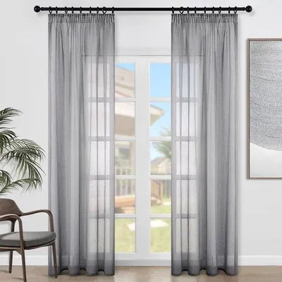 Productafbeelding van Unyqoos® Linnenlook gordijnen – licht doorschijnend en lichtfilterend, set van 2 gordijnen van 240 x 140 cm, polyester met plooiband, geschikt voor woon- en slaapkamer