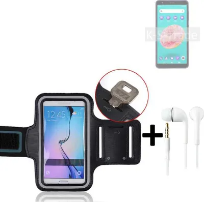 Produktbild von TOP SET kompatibel mit ZTE Blade A3Y Neopren Jogging Armband Sportarmband Oberarmband kompatibel mit ZTE Blade A3Y schwarz mit Reflektor Streifen +