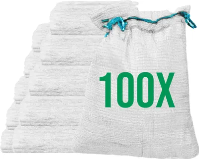 Immagine prodotto di Bazko 100 pezzi sacchi Raschel 42x60cm 15kg | bianco | sacchi a rete con coulisse sacco per patate sacco per cipolle sacco per legna da ardere sacco per legna da ardere
