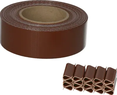 Produktbild von Sellon24® PVC Sichtschutzstreifen Doppelstabmatten Zaun 35m x 4,75 cm Braun 20 Befestigungsclips inkl. Sichtschutz Windschutz Garten Gartenzaun 450g/m²
