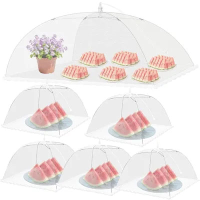 Imagen del producto de Juego de 6 fundas para proteger los alimentos de las moscas - Fundas plegables para cubrir la comida