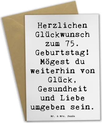 Produktbild von Mr. & Mrs. Panda babykarte Spruch 75. Geburtstag - Weiß - Geschenk, weihnachtskarten, Alter, Happy Birthday, Geburtstagsgeschenk, Meilenstein, Grußkarten, Grußkarte