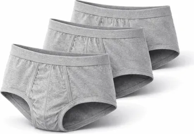 Produktbild von Herren Slips 3er Pack 100% Baumwolle ohne Gummi atmungsaktiv bequem hautfreundlich Unterwäsche Graumeliert/L