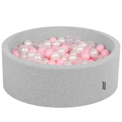 Produktbild von KiddyMoon Bällepool Rund 90x30cm mit 200 Bällen ∅7cm - Babyspielzeug Bällebad Für baby zimmer Bälle bällebad Bunten Plastikbälle - Hellgrau