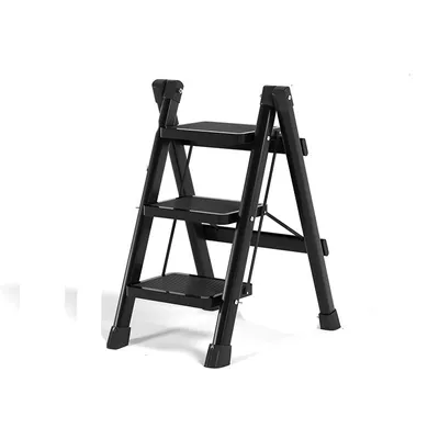 Imagen del producto de Escalera plegable y taburete escalón plegable para interiores, juego de tres, color