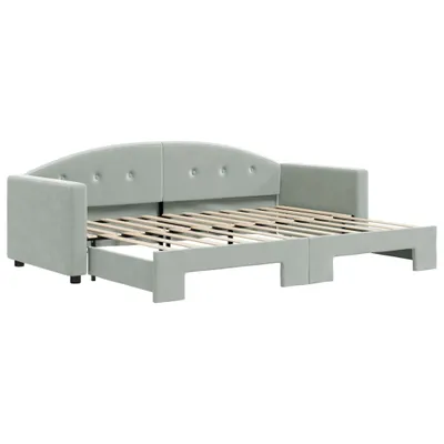 Imagen del producto de Cama nido extensible, color gris claro, 80x200 cm, tapizada en terciopelo
