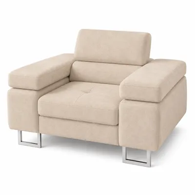 Zdjęcie produktu dla Fotel LAZARO w kolorze beżowym, wymiary: 134 x 90 x 102 cm, wygodny fotel tapicerowany z szerokimi podłokietnikami, Obraz wygenerowany przez AI