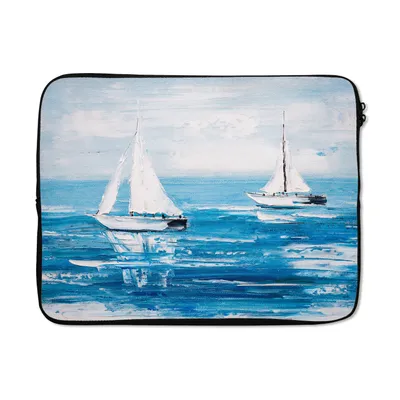 Produktbild von MuchoWow® Laptop Hülle 15 Zoll Malerei - Ölfarbe - Boot - Wasser Laptoptasche - Laptoptasche - Sleeve - Rundum-Schutz