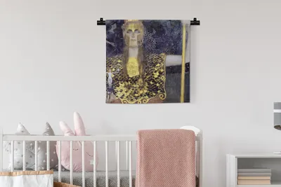 Produktbild von MuchoWow® Wandteppich Wandbehang Pallas Athene - Gustav Klimt 60x60 cm Tapisserie Dekoration Wandtuch - Dekorationen - Wand Decke