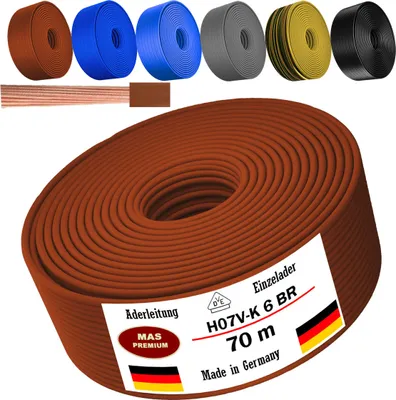 Obrázek produktu pro 70 metrů přívodního kabelu H07 V-K BR, 1x6 mm², hnědý, jednodrátový, flexibilní